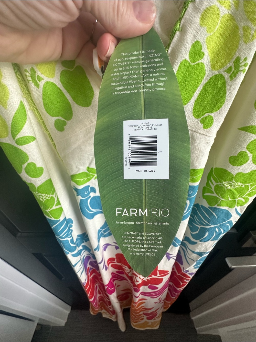 FARM Rio White Maxi Dress with Green Bodice and Multicolor Floral Motifs - Picture 6 of 14